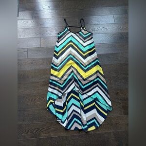 Chevron Pattern High-low Maxi Dress